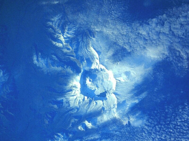 Volcanic Island from Space — Blue, Serene