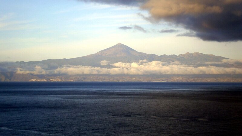 volcanic island from the sea