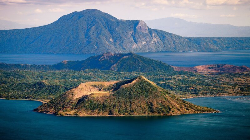volcanic island in a lake