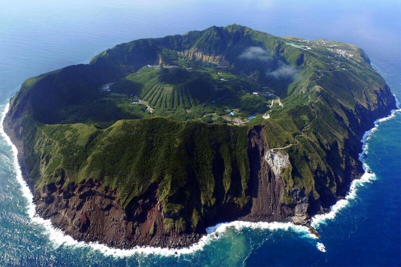 Volcanic Island in Ocean — Green