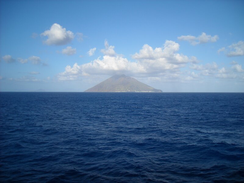 Volcanic island in the sea
