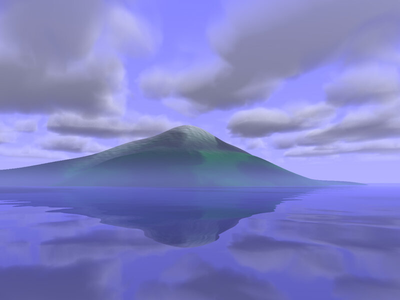 Volcanic Island in Water