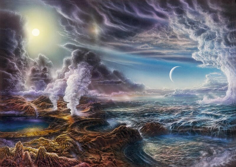 Volcanic Island Landscape — Blue, Dramatic