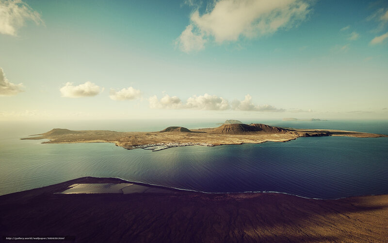 Volcanic Island Landscape — Blue, Serene
