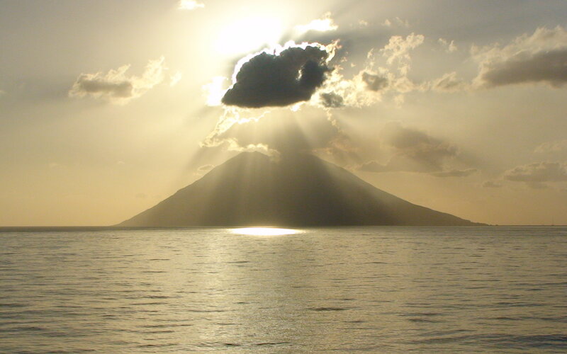 Volcanic Island Silhouette