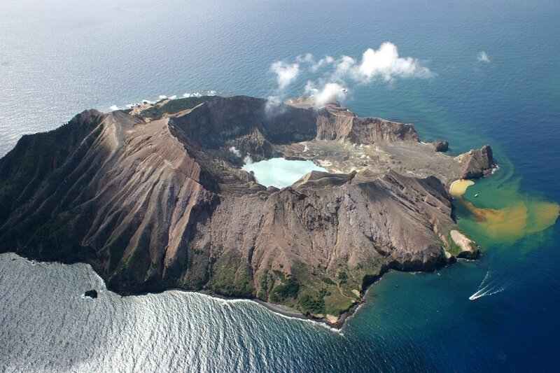 Volcanic Island with Crater — Blue