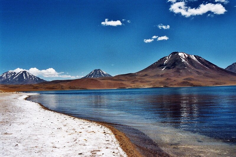 Volcanic Lake Landscape — Blue, Serene, Afternoon, Photograph