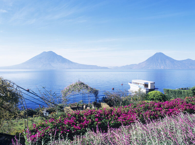 Volcanic Lake Landscape — Blue
