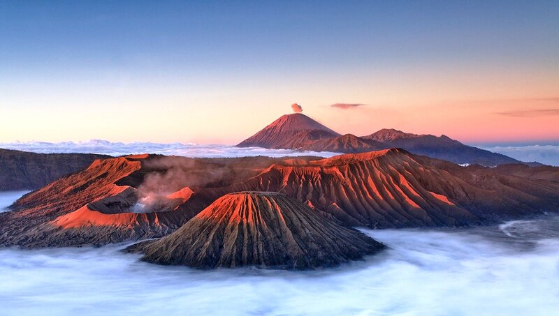 Volcanic Landscape at Dawn — Blue, Dramatic, Sunrise