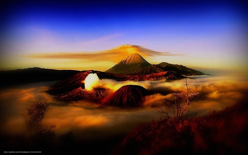 Volcanic Landscape at Dawn — Blue, Dramatic