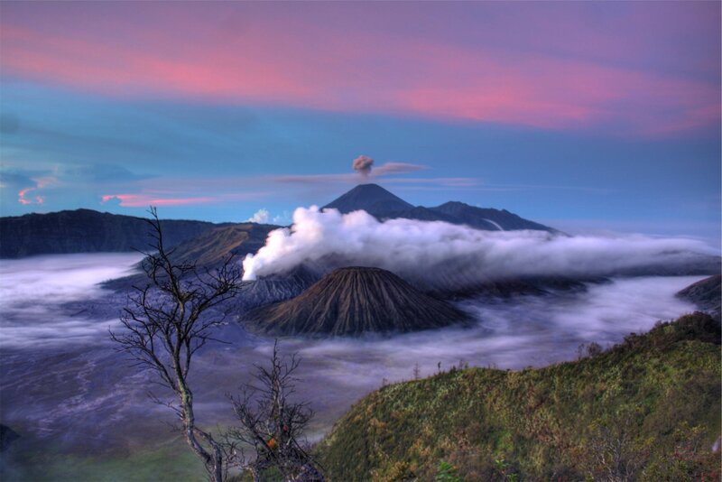 Volcanic Landscape at Dawn — Purple