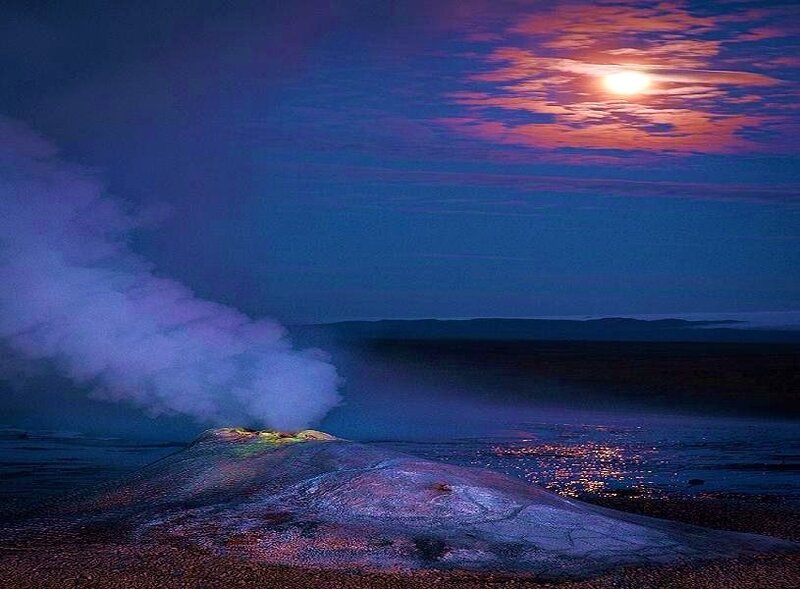 Volcanic landscape at dusk