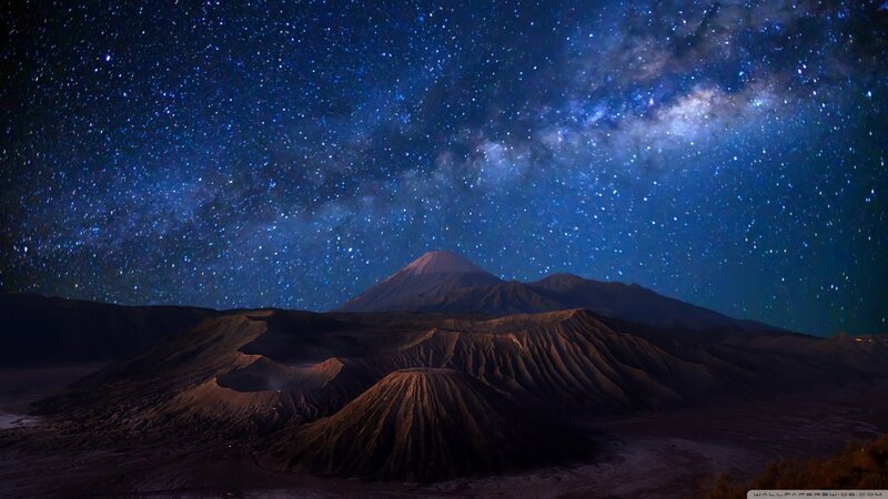 Volcanic Landscape at Night — Blue