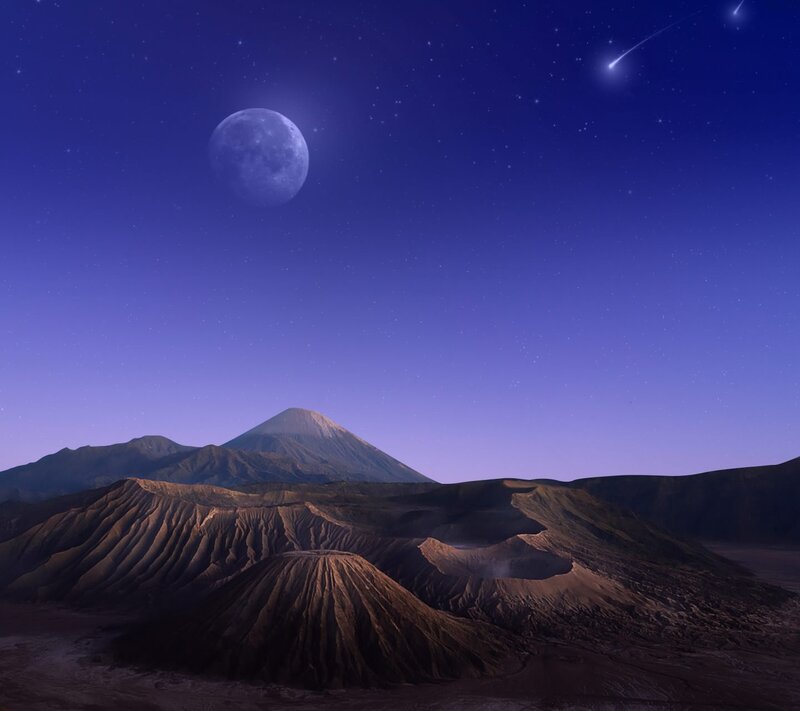 Volcanic Landscape at Night — Purple