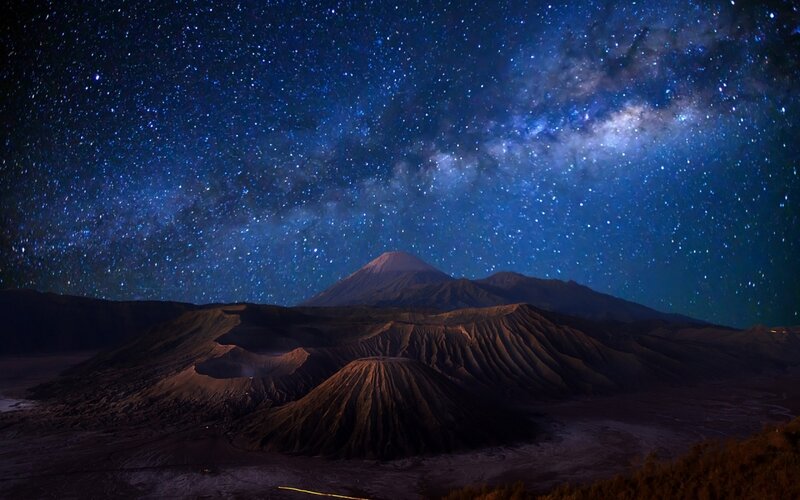 Volcanic Landscape at Night
