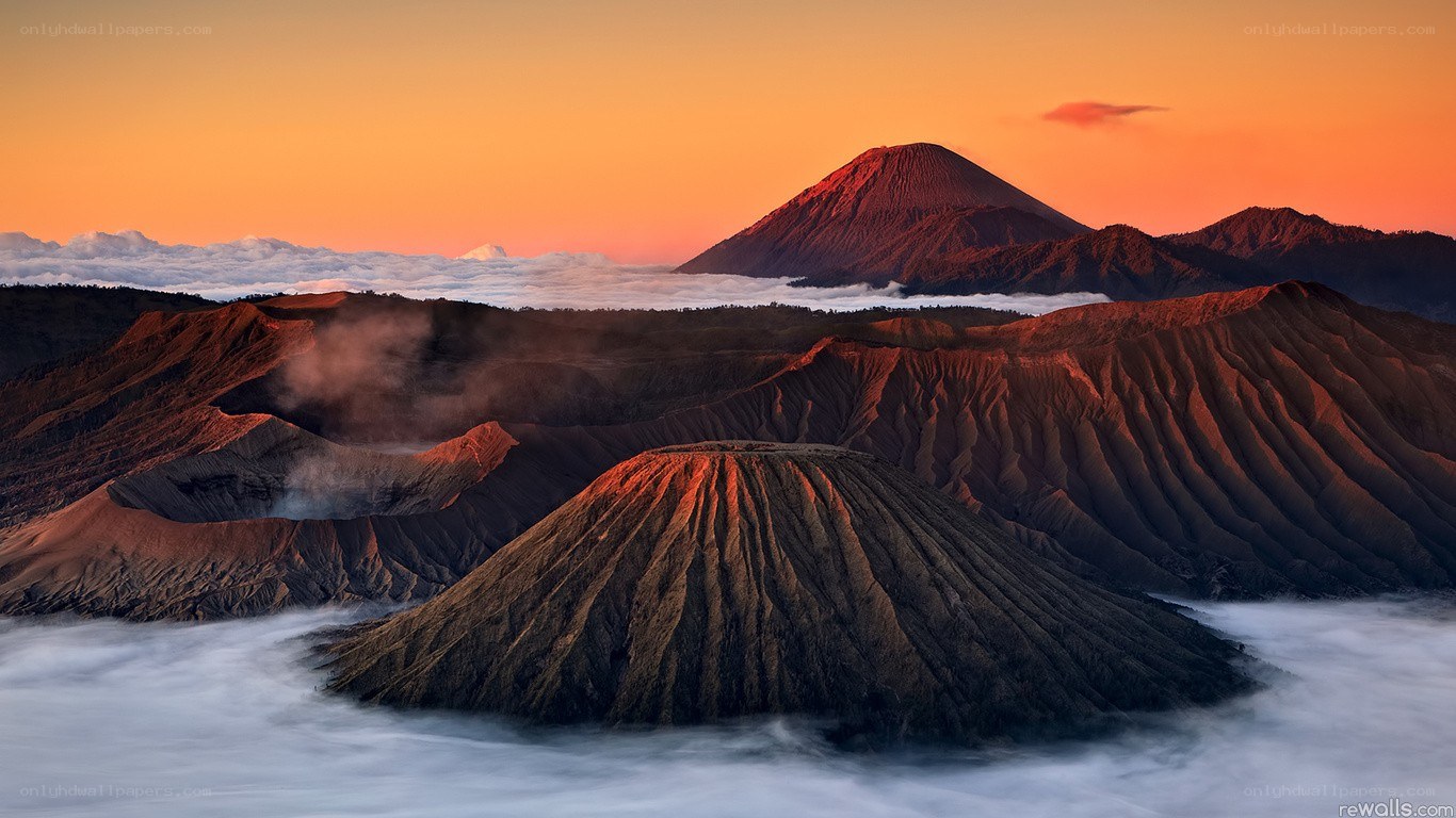 Volcanic landscape at sunrise