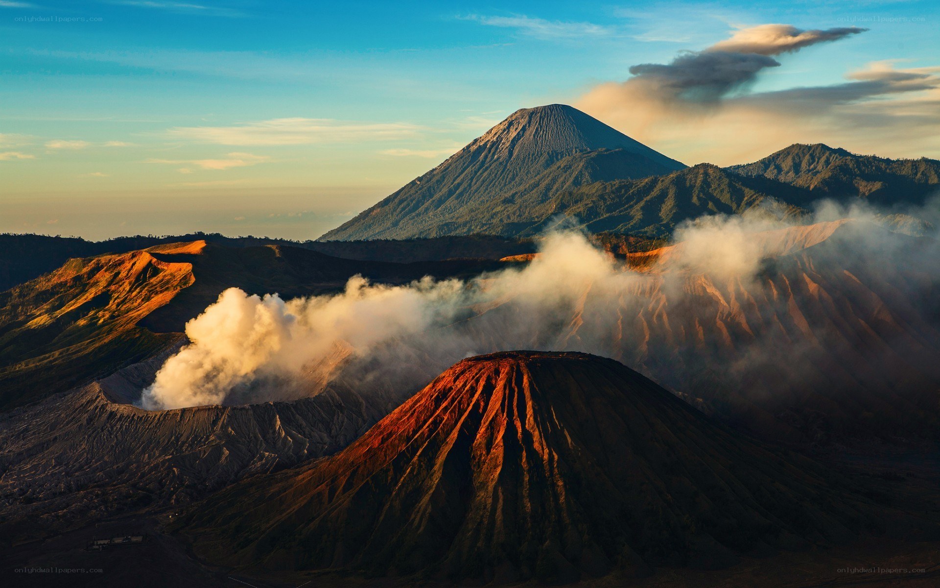 Volcanic landscape at sunrise