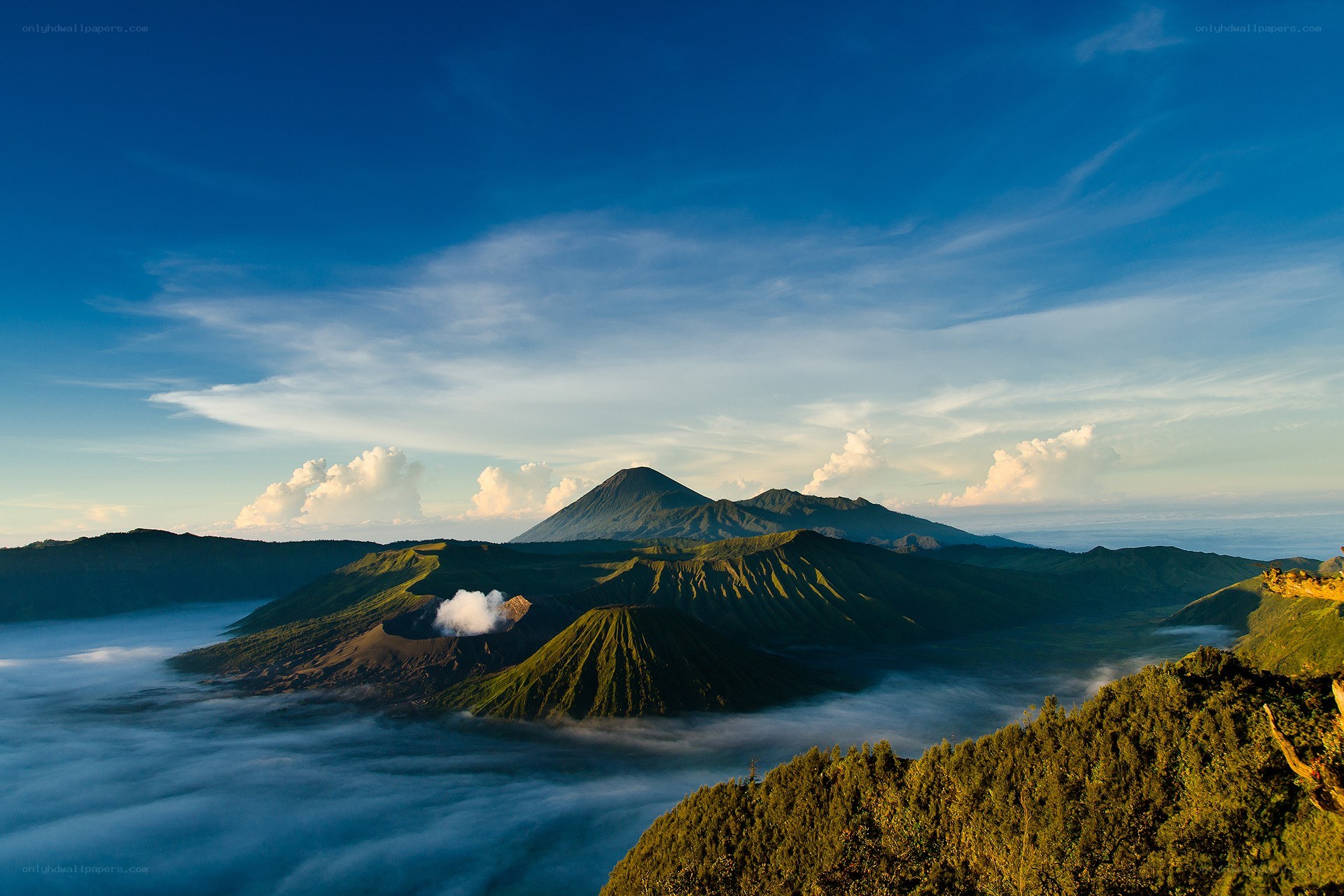Volcanic landscape at sunrise