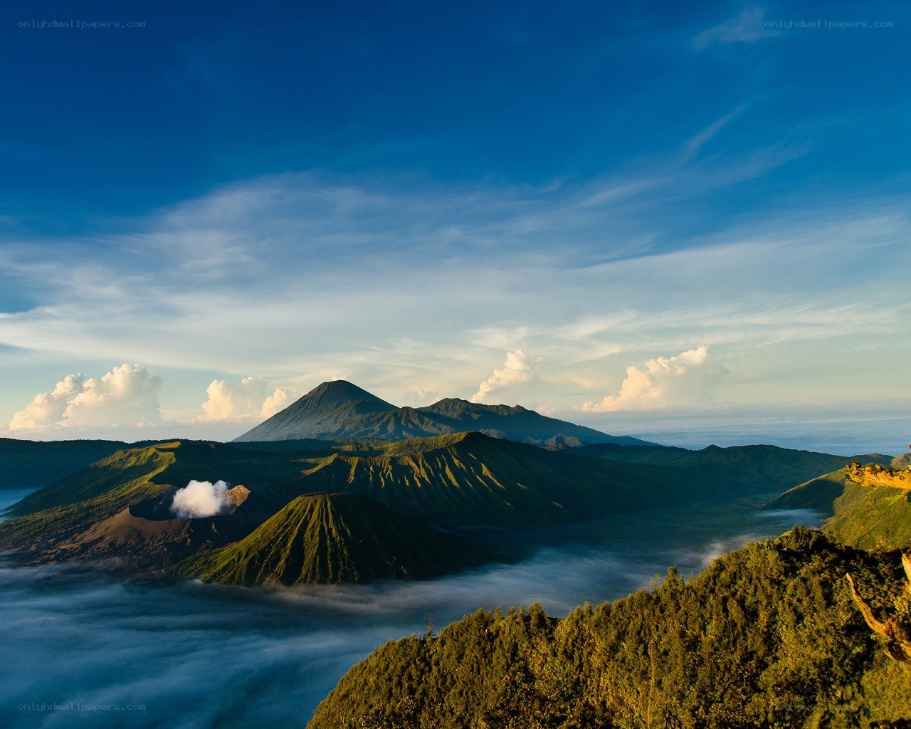 Volcanic landscape at sunrise