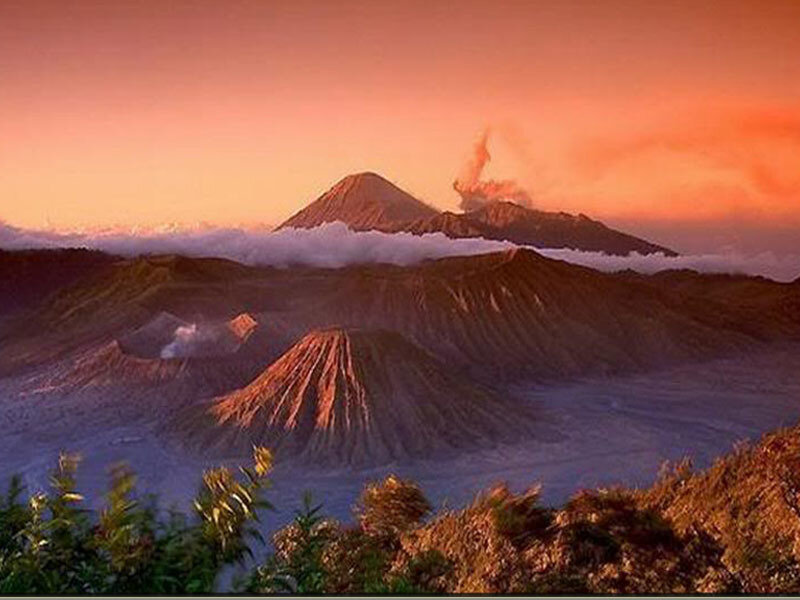 Volcanic Landscape at Sunrise — Orange