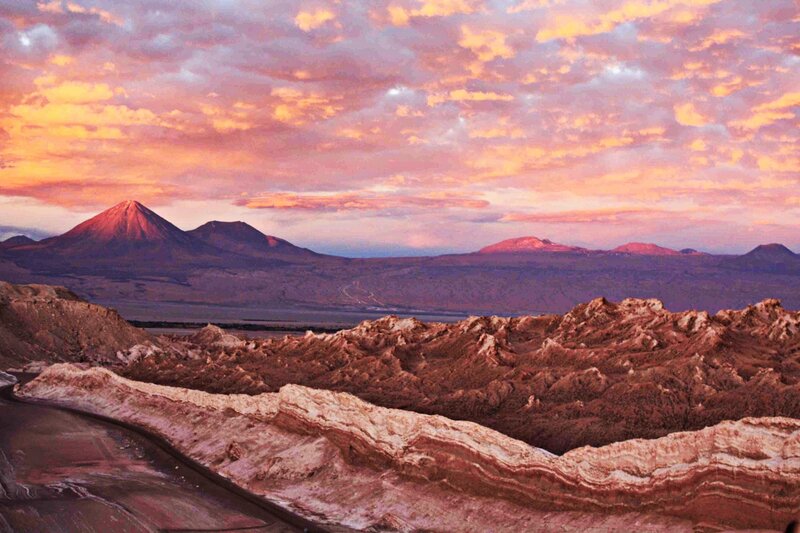 Volcanic Landscape at Sunset — Orange, Dramatic, Photograph, Mountains, Sky