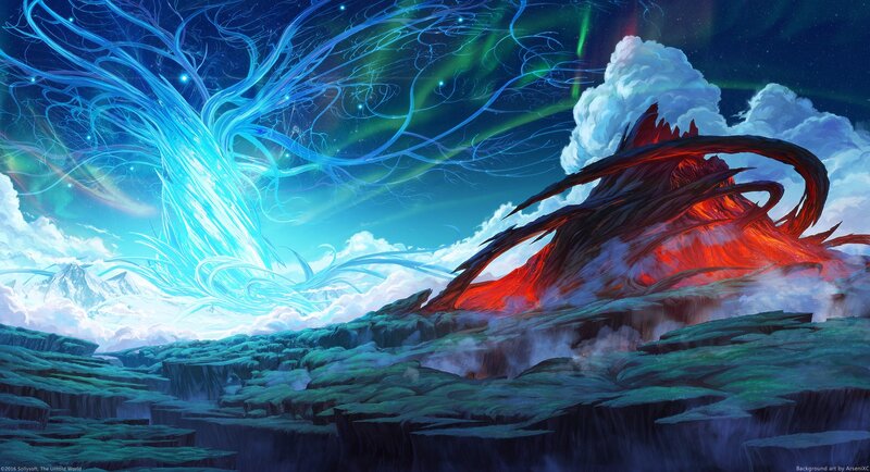 Volcanic Landscape — Blue, Dramatic, Night