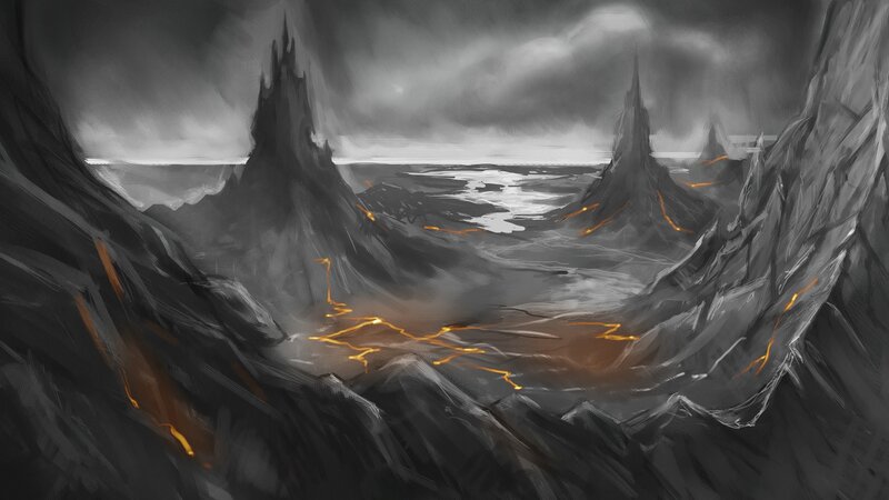 Volcanic Landscape — Gray, Dramatic