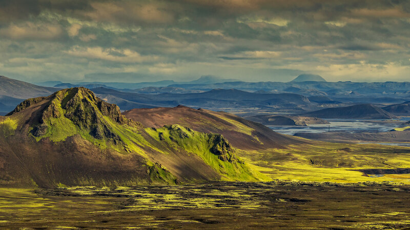 Volcanic Landscape — Green, Dramatic, Afternoon