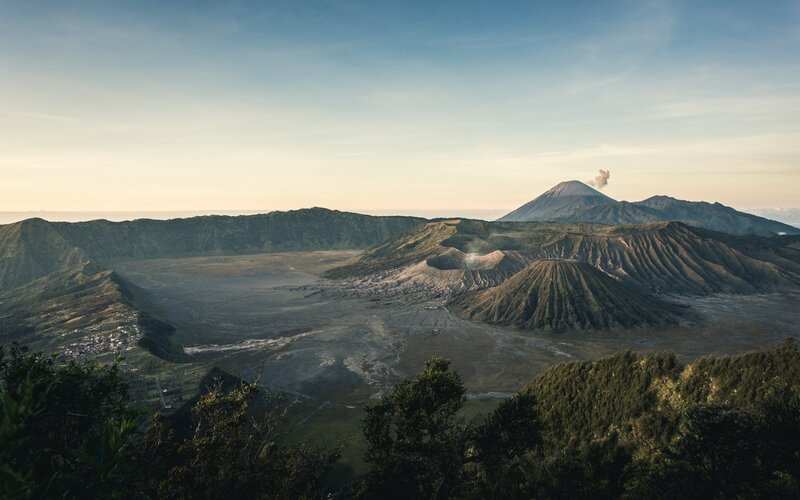 Volcanic Landscape — Green, Serene, Morning
