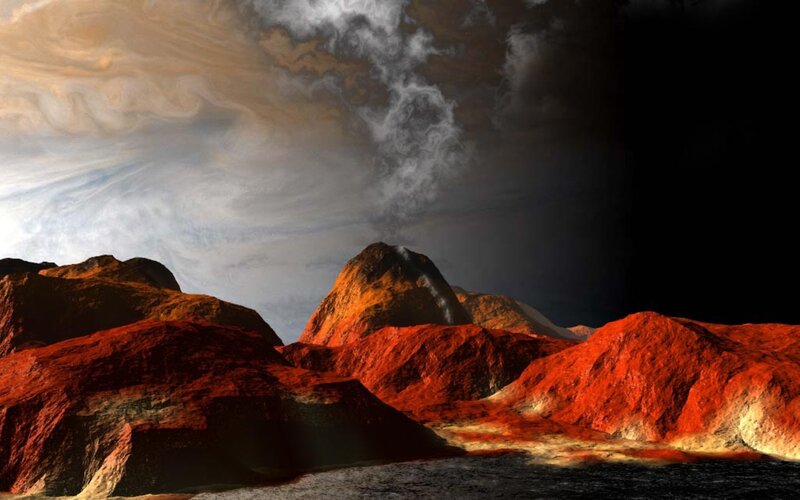 Volcanic Landscape — Red, Dramatic, Digital Art