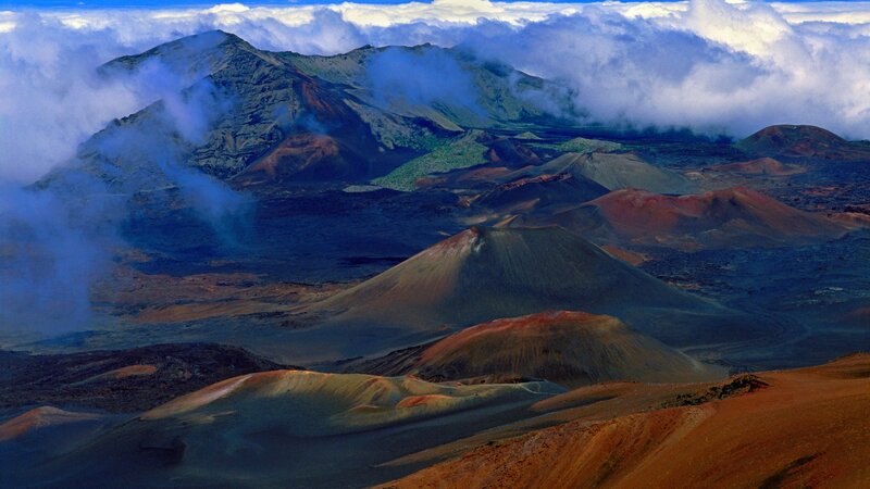 volcanic landscape with clouds
