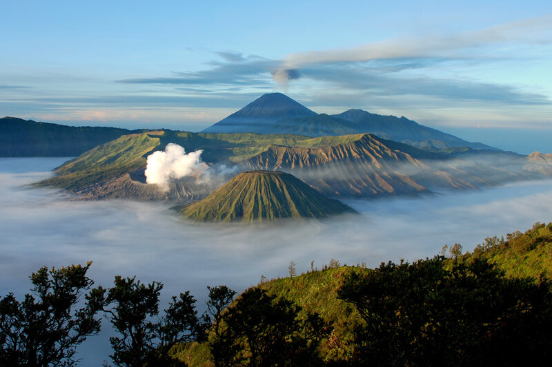 Volcanic Landscape with Clouds — Green