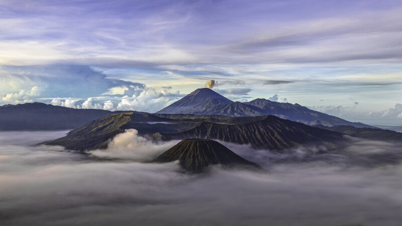 Volcanic Landscape with Clouds — Purple