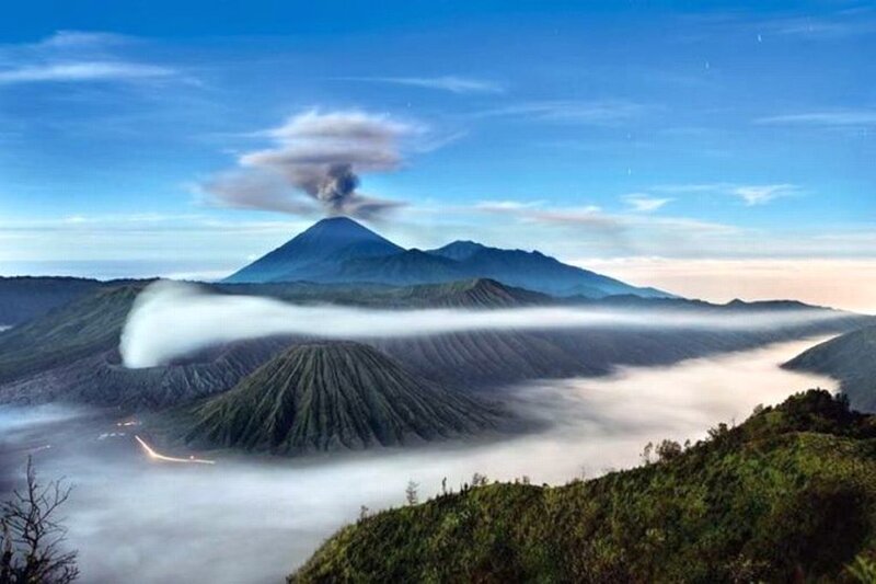 Volcanic Landscape with Eruption