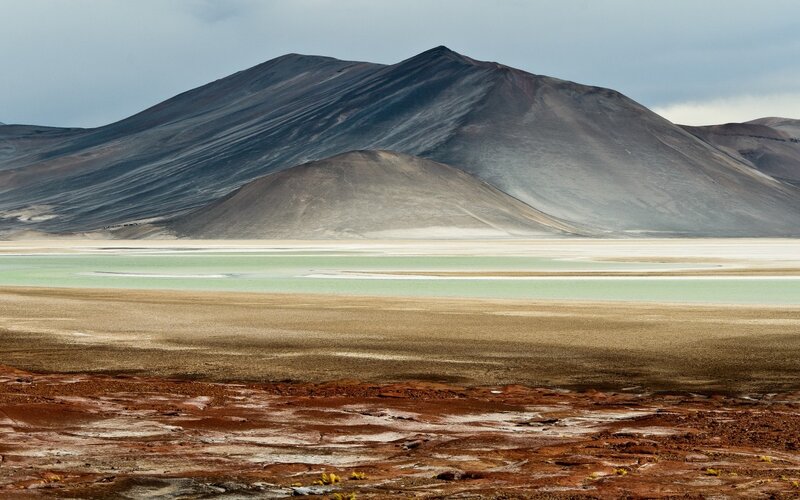 Volcanic Landscape with Lake — Brown