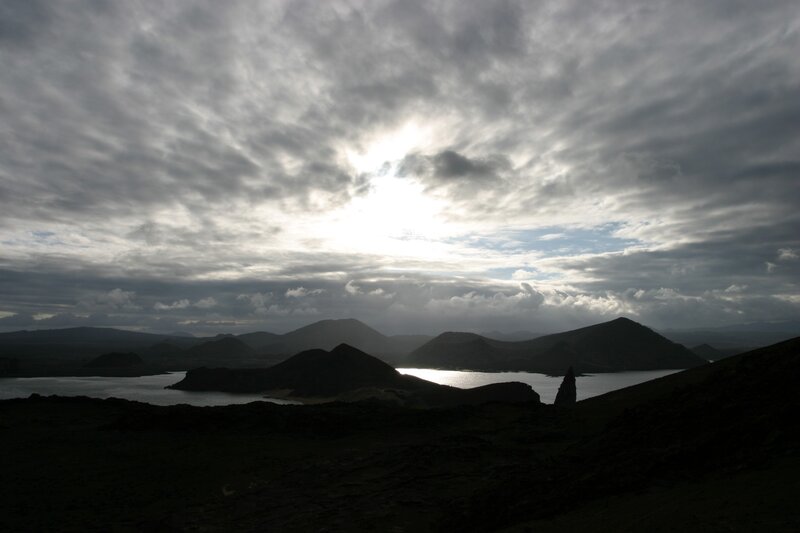 Volcanic Landscape with Lake — Gray