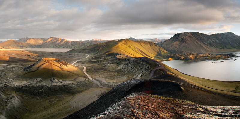 Volcanic Landscape with Lake — Green