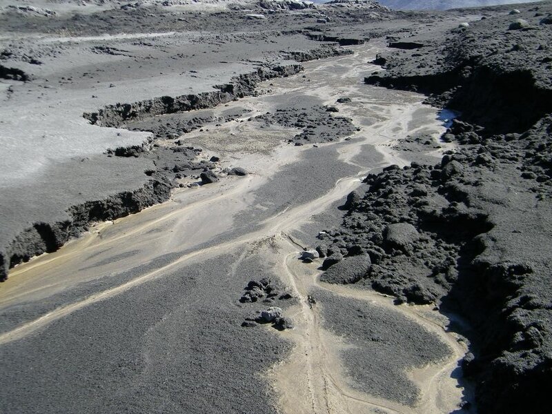 volcanic landscape with lava flow