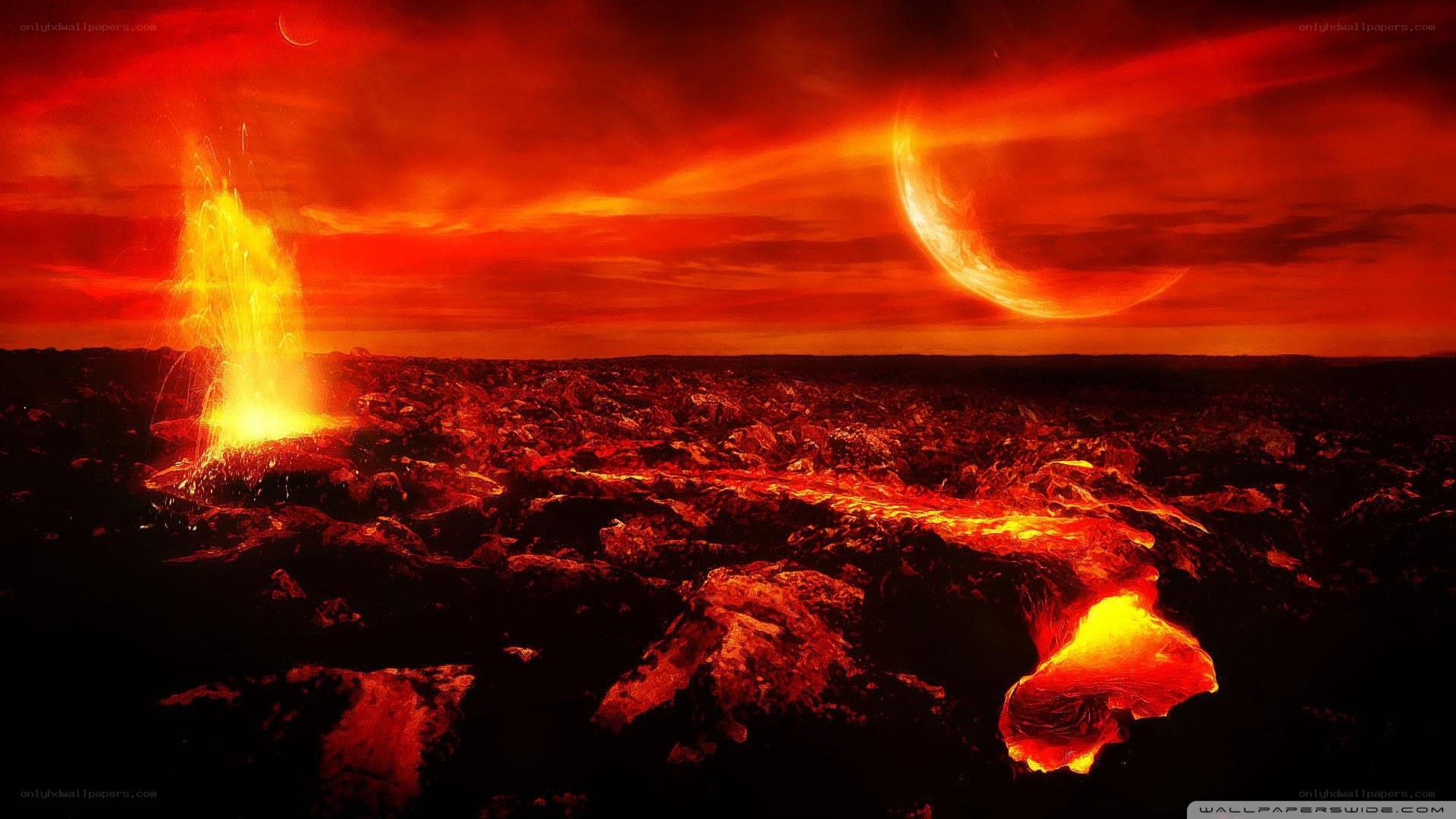 Volcanic landscape with lava flow