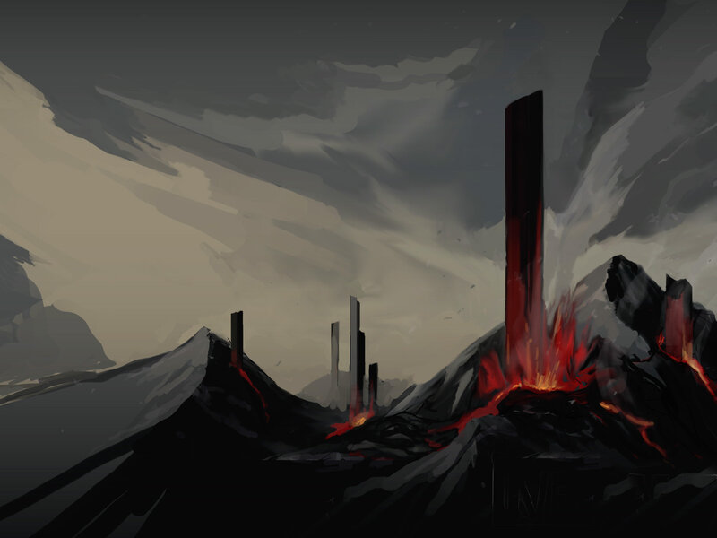 volcanic landscape with lava