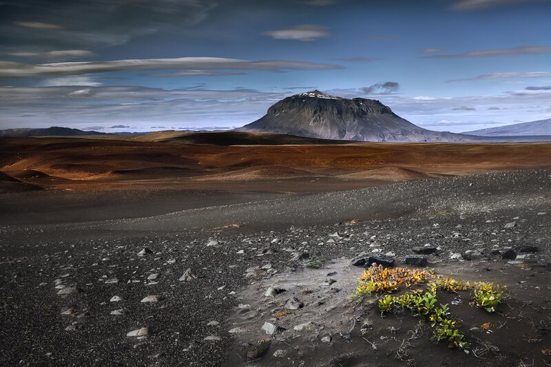 Volcanic Landscape with Mountain — Brown