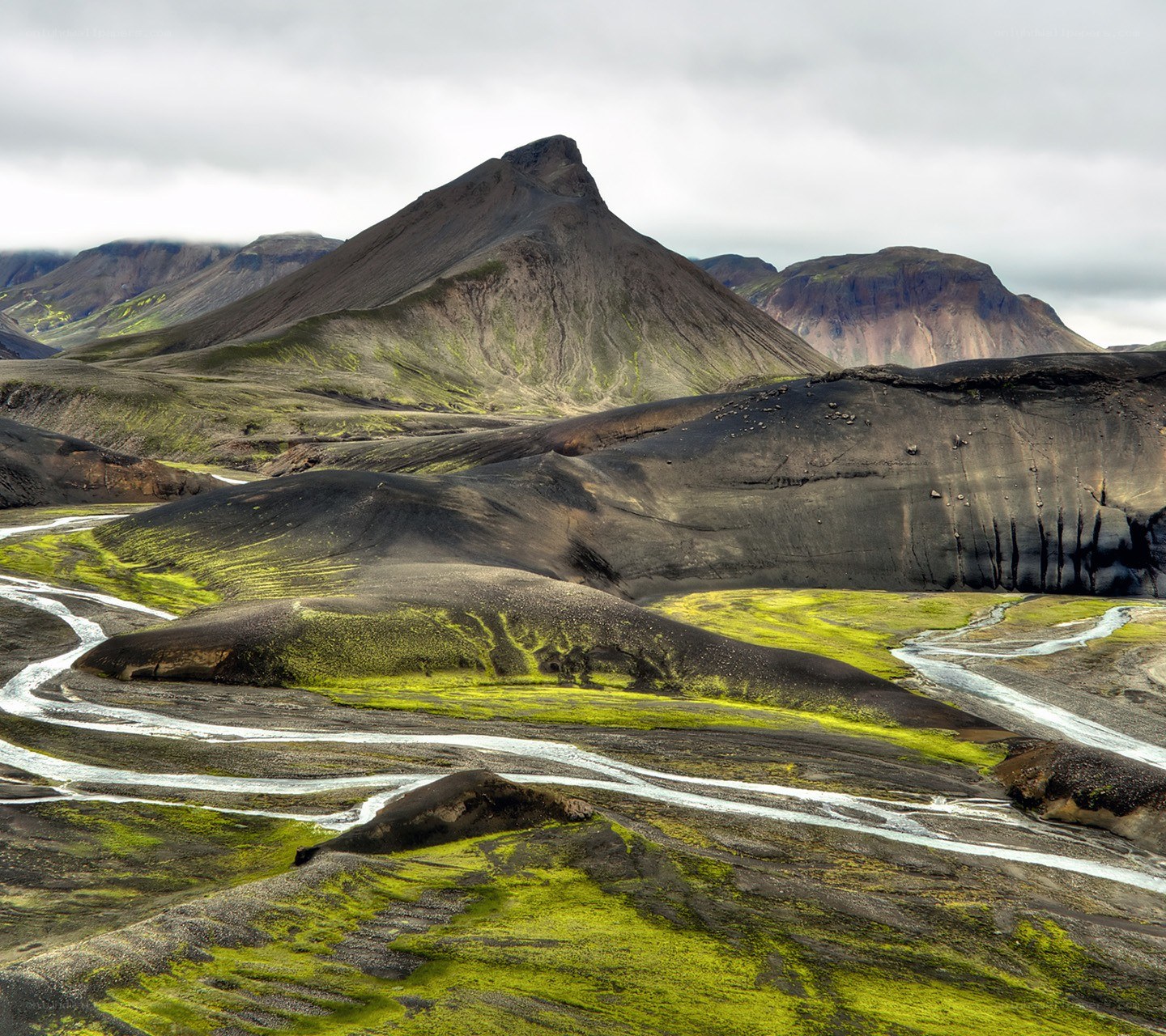 volcanic landscape with river