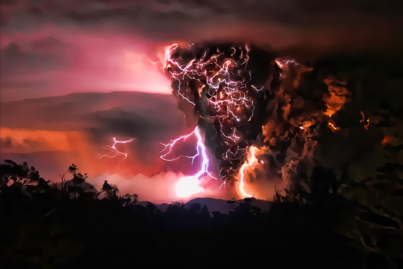 Volcanic lightning storm