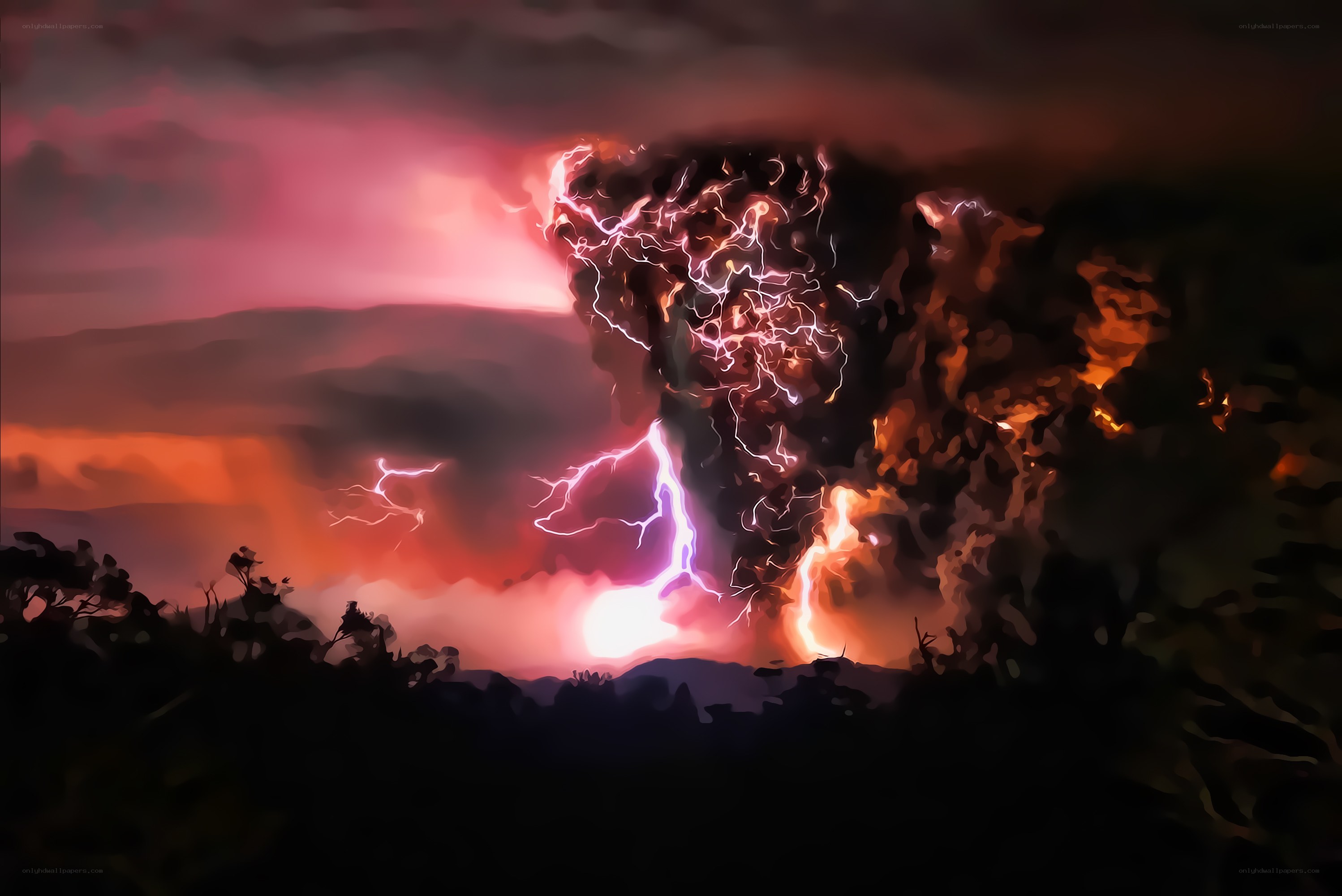 Volcanic lightning storm
