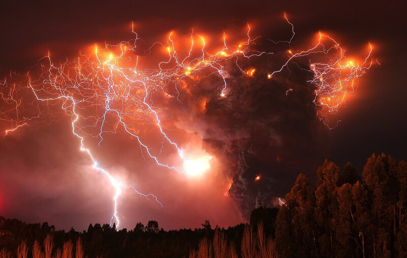 Volcanic Lightning Storm — Black, Dramatic