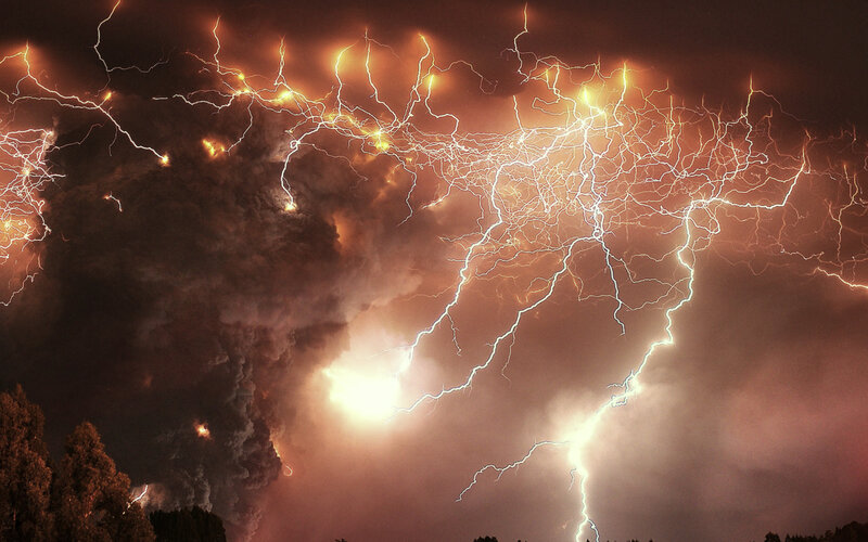 Volcanic Lightning Storm — Black