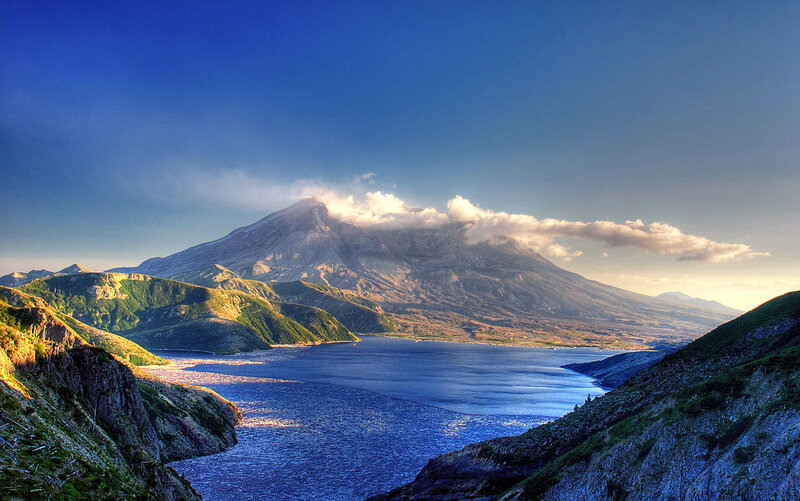 Volcanic Mountain and Lake