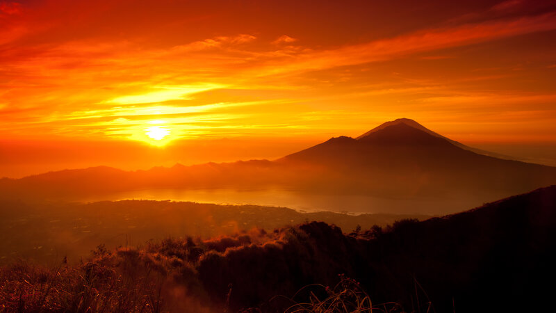 Volcanic Mountain at Sunrise — Orange