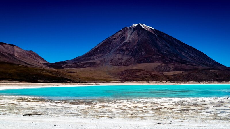 Volcanic Mountain Lake — Blue, Dramatic