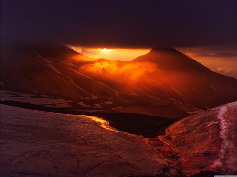 Volcanic Mountain Landscape — Orange